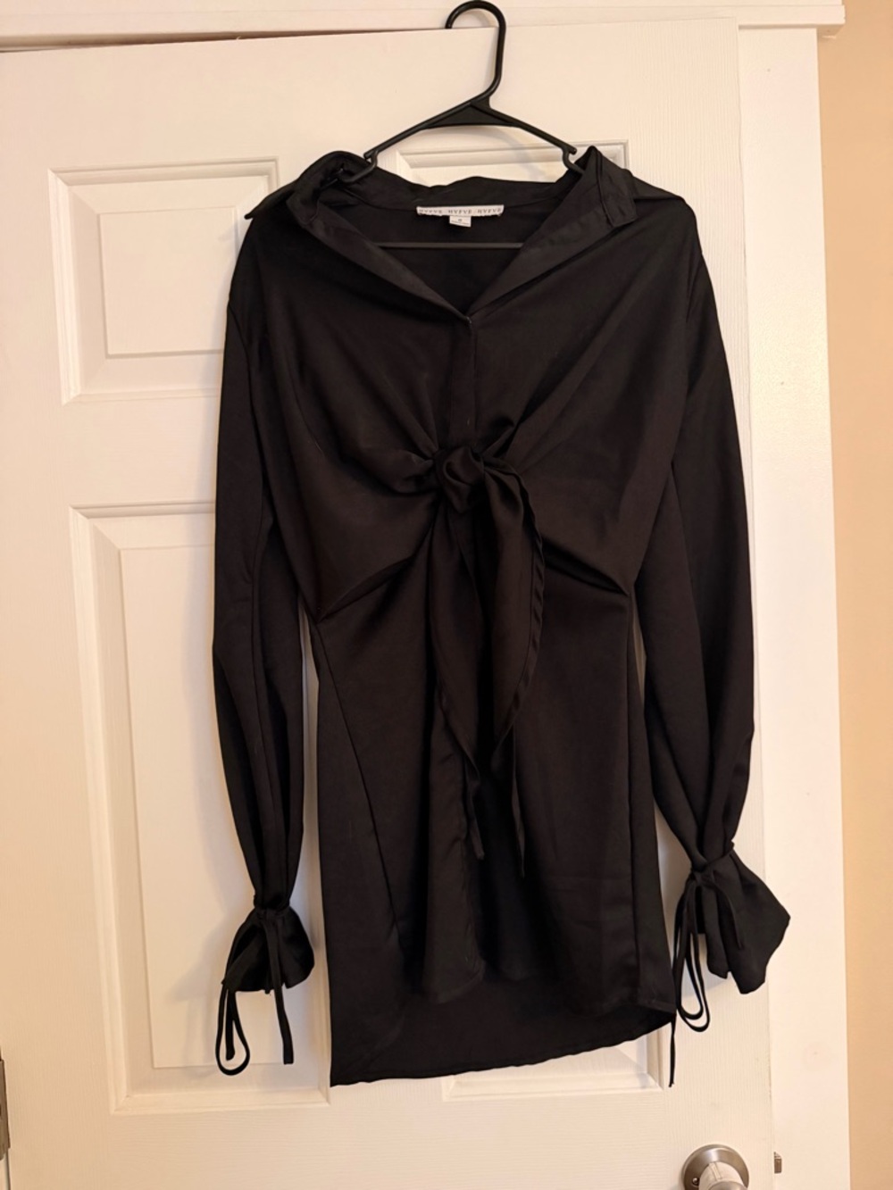 Hyfve Tie-Front Long Sleeve Women's Dress - Black